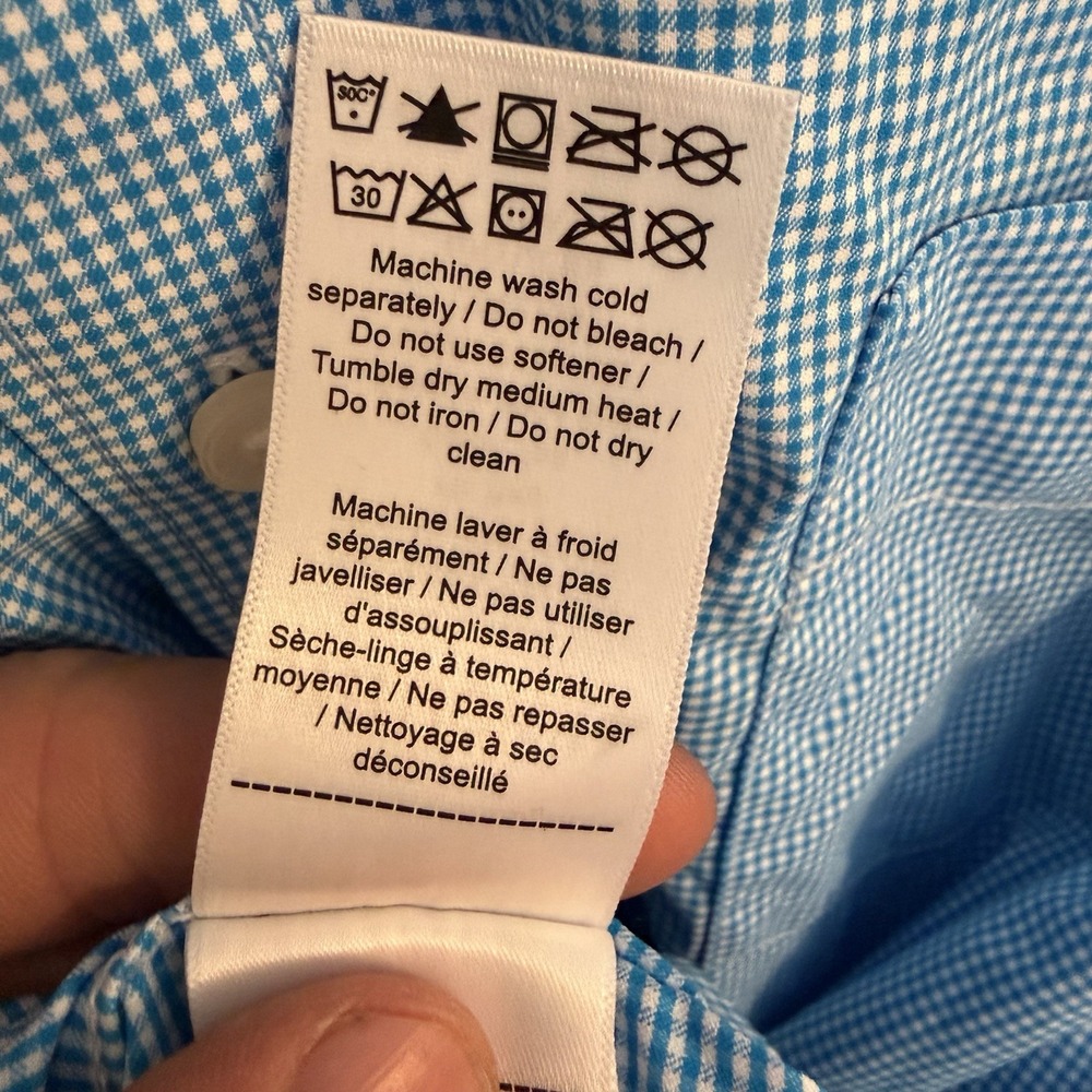 UNTUCKit Mens XL Blue Checkered Performance Long Sleeve Button Down Shirt - Picture 9 of 10